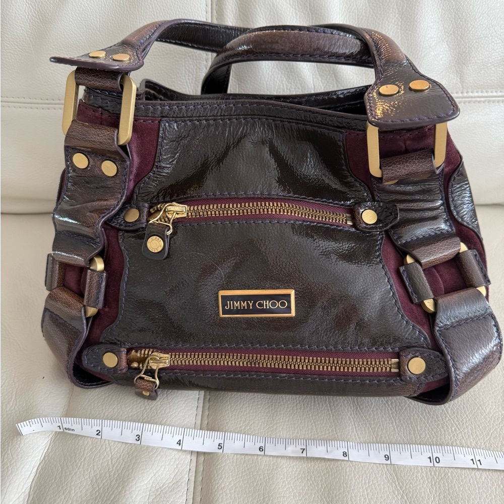 Jimmy Choo Glossy Brown and Burgundy Mini Bag
